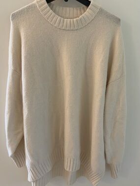LOFT Cream Oversized Crewneck Sweater